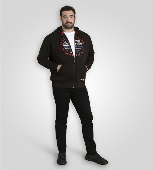 Duke Southampton Brooklyn Chest Print Full Zip Hoodie Black - Sviitrid ja dressipluusid - Meeste suured kapuutsiga jakid suurustes 2XL – 14XL