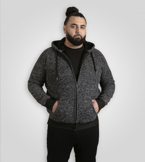 Duke Fareham Bonded Sherpa Lining Knitted Hoodie Grey - Sviitrid ja dressipluusid - Meeste suured kapuutsiga jakid suurustes 2XL – 14XL