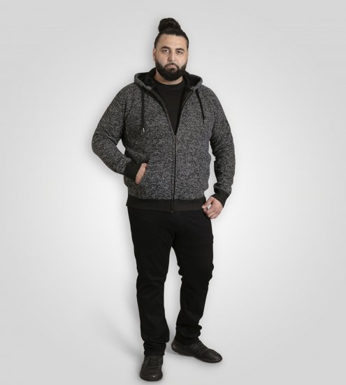 Duke Fareham Bonded Sherpa Lining Knitted Hoodie Grey - Sviitrid ja dressipluusid - Meeste suured kapuutsiga jakid suurustes 2XL – 14XL