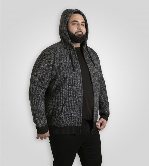 Duke Fareham Bonded Sherpa Lining Knitted Hoodie Grey - Sviitrid ja dressipluusid - Meeste suured kapuutsiga jakid suurustes 2XL – 14XL