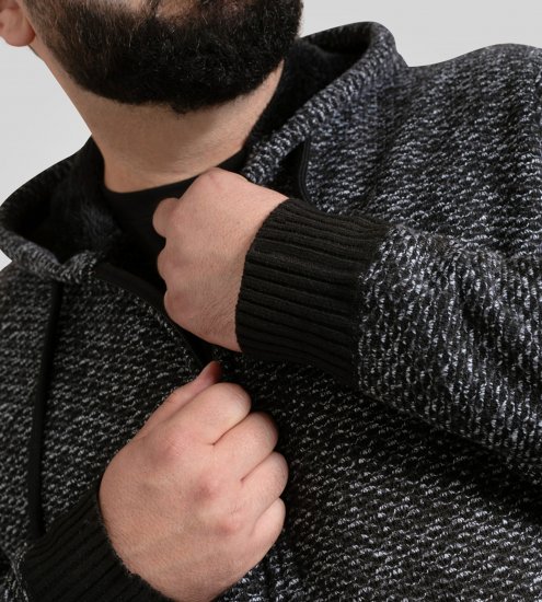 Duke Fareham Bonded Sherpa Lining Knitted Hoodie Grey - Sviitrid ja dressipluusid - Meeste suured kapuutsiga jakid suurustes 2XL – 14XL