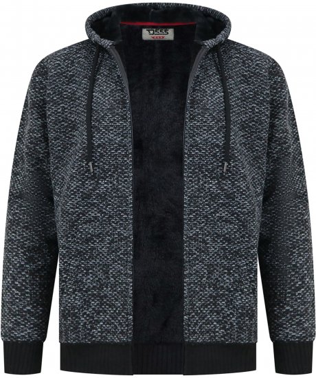 Duke Fareham Bonded Sherpa Lining Knitted Hoodie Grey - Sviitrid ja dressipluusid - Meeste suured kapuutsiga jakid suurustes 2XL – 14XL