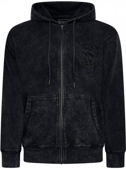 Kam Jeans 7082 Garment DYE with Zipper Hoodie Black - Sviitrid ja dressipluusid - Meeste suured kapuutsiga jakid suurustes 2XL – 14XL