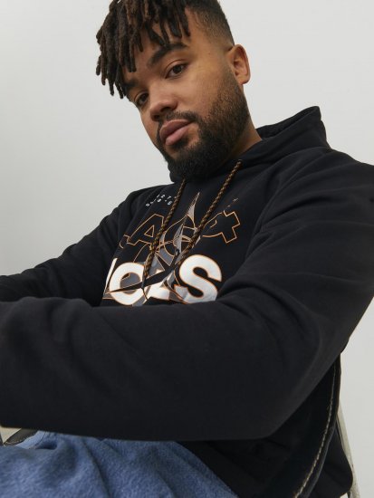 Jack & Jones Hunt Hoodie Black - Sviitrid ja dressipluusid - Meeste suured kapuutsiga jakid suurustes 2XL – 14XL