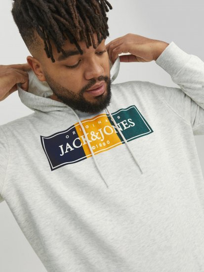 Jack & Jones Codyy Hoodie White - Sviitrid ja dressipluusid - Meeste suured kapuutsiga jakid suurustes 2XL – 14XL