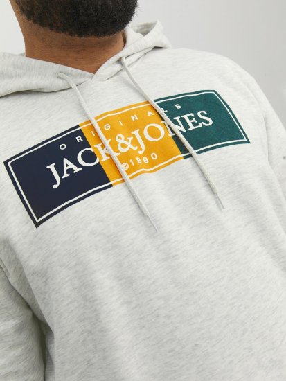 Jack & Jones Codyy Hoodie White - Sviitrid ja dressipluusid - Meeste suured kapuutsiga jakid suurustes 2XL – 14XL