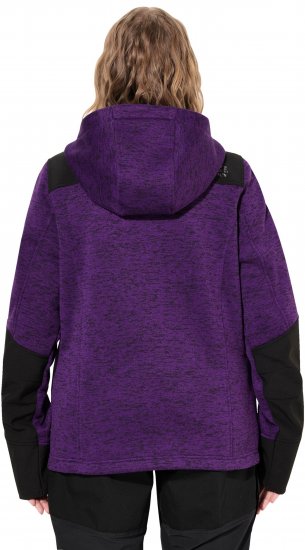 Ulla Popken Contrast Inserts Sweater Knit Hoodie Dark Plum - Ulla Popken - 