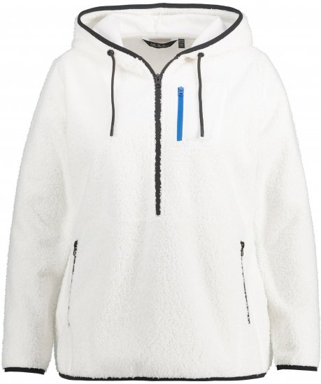 Ulla Popken Teddy Fleece Partial Zip Hoodie Snow White - Sviitrid ja dressipluusid - 