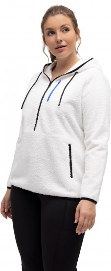Ulla Popken Teddy Fleece Partial Zip Hoodie Snow White - Sviitrid ja dressipluusid - 