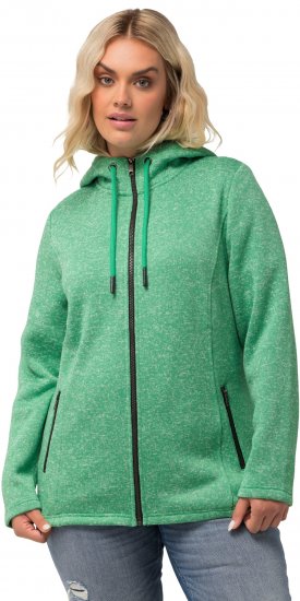 Ulla Popken Melange Knit Fleece Lined Hoodie Spring Green - Sviitrid ja dressipluusid - 