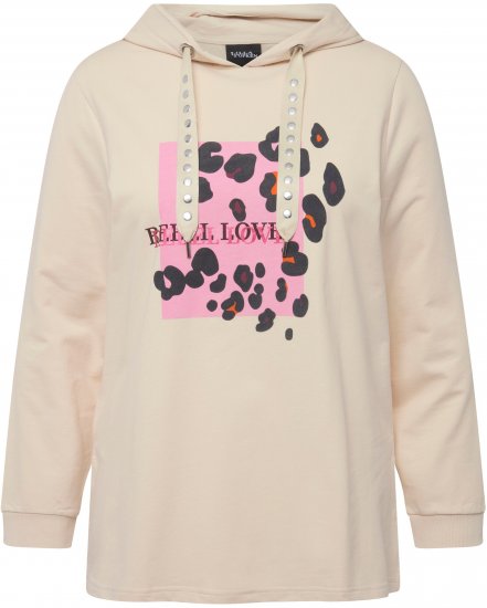 Ulla Popken REBEL LOVE Long Sleeve Graphic Hoodie Vanilla - Sviitrid ja dressipluusid - 