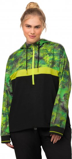 Ulla Popken Mineral Print Quick Dry Hoodie Black - Sviitrid ja dressipluusid - 