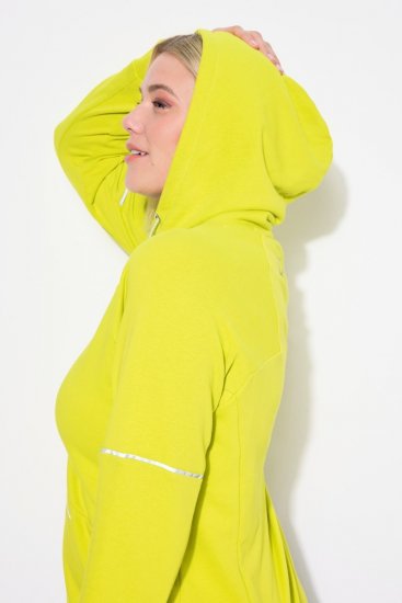Ulla Popken Zippered Pocket and Reflective Piping Hoodie Green Apple - Sviitrid ja dressipluusid - Mugavad dressipluusid ja kudumid