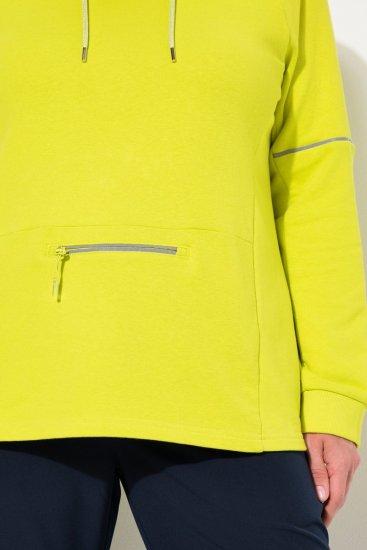 Ulla Popken Zippered Pocket and Reflective Piping Hoodie Green Apple - Sviitrid ja dressipluusid - Mugavad dressipluusid ja kudumid