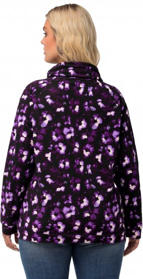 Ulla Popken Floral Print Drawstring Collar Hoodie Black - Sviitrid ja dressipluusid - 