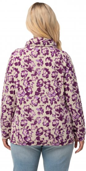 Ulla Popken Floral Print Drawstring Collar Hoodie Vanilla - Sviitrid ja dressipluusid - 