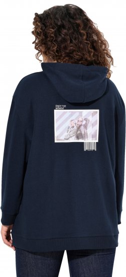 Ulla Popken Back Print Kangaroo Pocket Hoodie Navy - Sviitrid ja dressipluusid - 