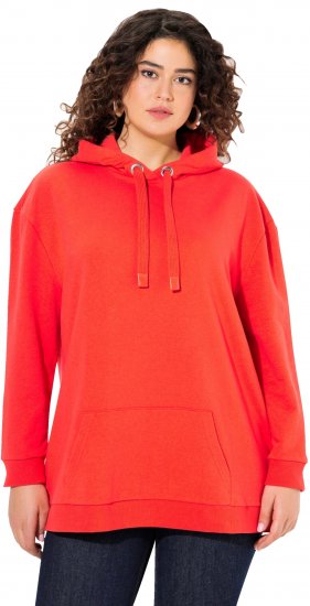 Ulla Popken Back Print Kangaroo Pocket Hoodie Hibiscus Red - Sviitrid ja dressipluusid - 