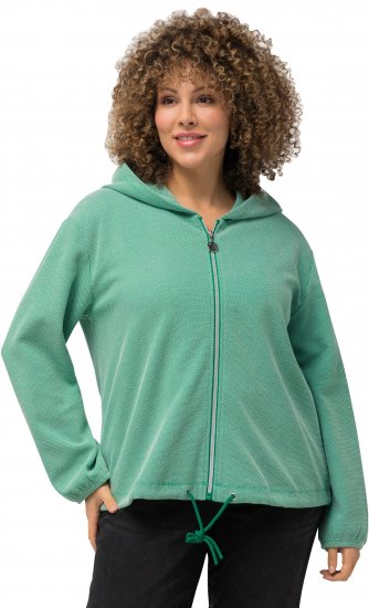 Ulla Popken Drawstring Hem Two-Tone Knit Hoodie Emerald Green - Sviitrid ja dressipluusid - 