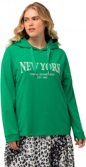 Ulla Popken City Name Graphic Hoodie Emerald Green - Sviitrid ja dressipluusid - 