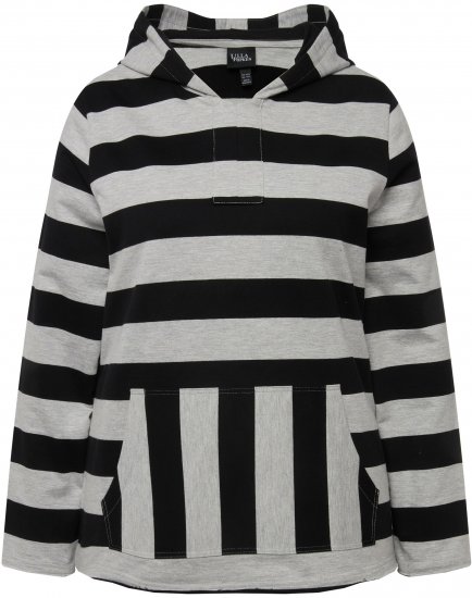 Ulla Popken Mixed Stripe Long Sleeve Hoodie Black - Sviitrid ja dressipluusid - 