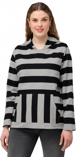 Ulla Popken Mixed Stripe Long Sleeve Hoodie Black - Sviitrid ja dressipluusid - 