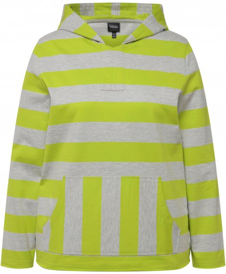 Ulla Popken Mixed Stripe Long Sleeve Hoodie Apple Green - Sviitrid ja dressipluusid - 