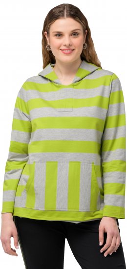 Ulla Popken Mixed Stripe Long Sleeve Hoodie Apple Green - Sviitrid ja dressipluusid - 