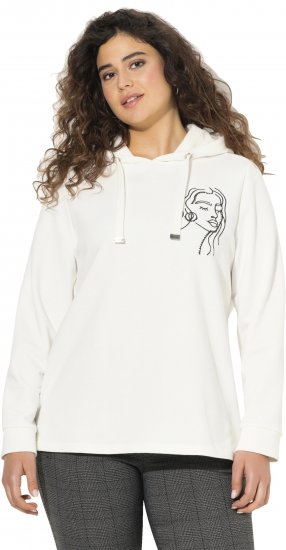 Ulla Popken Face Graphic Long Sleeve Hoodie Off-White - Sviitrid ja dressipluusid - 