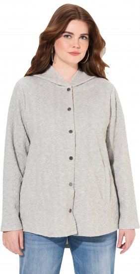 Ulla Popken Cable Knit Long Sleeve Hoodie Light Grey Melange - Sviitrid ja dressipluusid - 