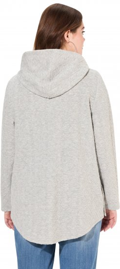 Ulla Popken Cable Knit Long Sleeve Hoodie Light Grey Melange - Sviitrid ja dressipluusid - 