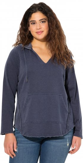 Ulla Popken Open Edged Long Sleeve V-Neck Hoodie Navy - Sviitrid ja dressipluusid - 