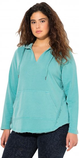 Ulla Popken Open Edged Long Sleeve V-Neck Hoodie Mint Green - Sviitrid ja dressipluusid - 