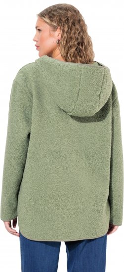Ulla Popken Teddy Plush Long Sleeve Hoodie Sage Green - Sviitrid ja dressipluusid - 