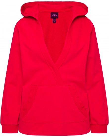 Ulla Popken Plunge Neck Long Sleeve Hoodie Salsa Red - Sviitrid ja dressipluusid - 