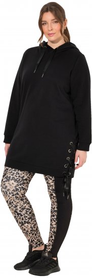 Ulla Popken Longline Lace Up Hoodie Black - Sviitrid ja dressipluusid - 
