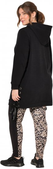 Ulla Popken Longline Lace Up Hoodie Black - Sviitrid ja dressipluusid - 