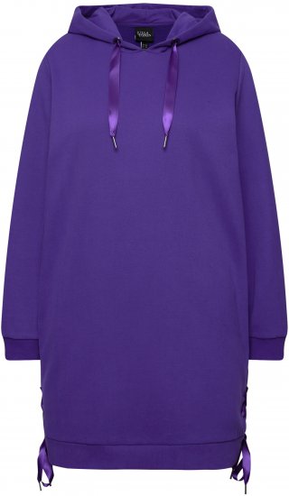 Ulla Popken Longline Lace Up Hoodie Purple - Sviitrid ja dressipluusid - 