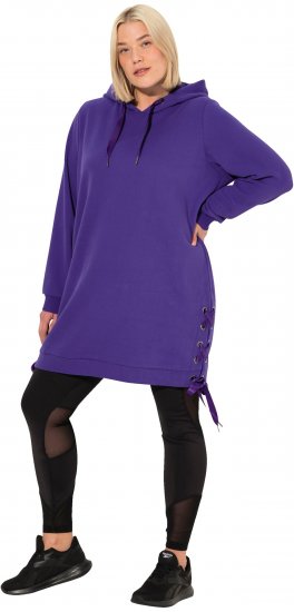Ulla Popken Longline Lace Up Hoodie Purple - Sviitrid ja dressipluusid - 