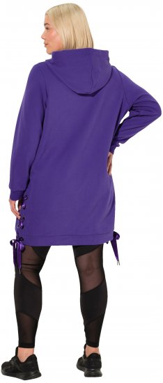 Ulla Popken Longline Lace Up Hoodie Purple - Sviitrid ja dressipluusid - 