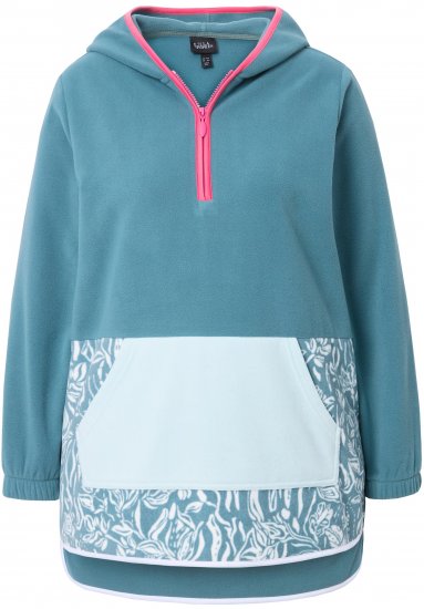 Ulla Popken Floral Detail Fleece Hoodie Ice Green - Sviitrid ja dressipluusid - 