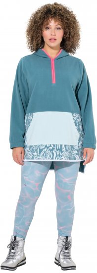 Ulla Popken Floral Detail Fleece Hoodie Ice Green - Sviitrid ja dressipluusid - 