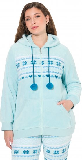 Ulla Popken Plush Alpine Striped Motif Loungewear Hoodie Baby Blue - Sviitrid ja dressipluusid - 