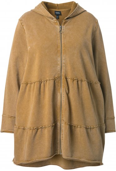 Ulla Popken Tiered Flounce Panel Zip Up Hoodie Mocha Brown - Sviitrid ja dressipluusid - 