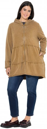 Ulla Popken Tiered Flounce Panel Zip Up Hoodie Mocha Brown - Sviitrid ja dressipluusid - 