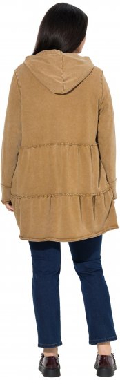 Ulla Popken Tiered Flounce Panel Zip Up Hoodie Mocha Brown - Sviitrid ja dressipluusid - 