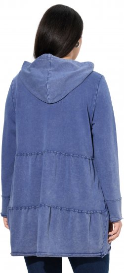Ulla Popken Tiered Flounce Panel Zip Up Hoodie Atlantic Blue - Sviitrid ja dressipluusid - 