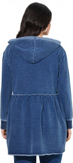 Ulla Popken Indigo Dyed Flounce Panel Hoodie Blue - Sviitrid ja dressipluusid - 