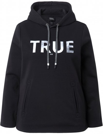 Ulla Popken TRUE Lettering Hoodie Black - Sviitrid ja dressipluusid - 
