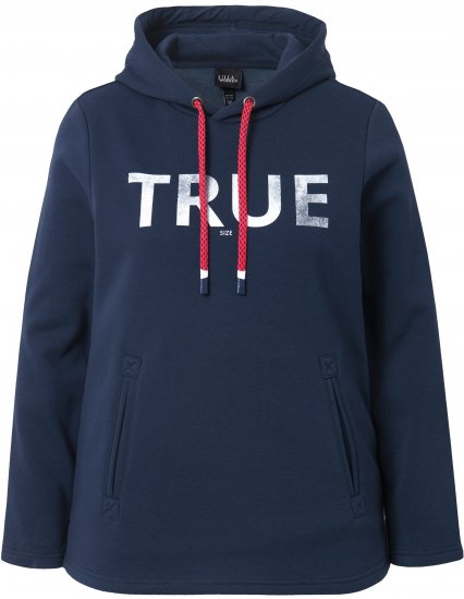 Ulla Popken TRUE Lettering Hoodie Navy Blue - Sviitrid ja dressipluusid - 